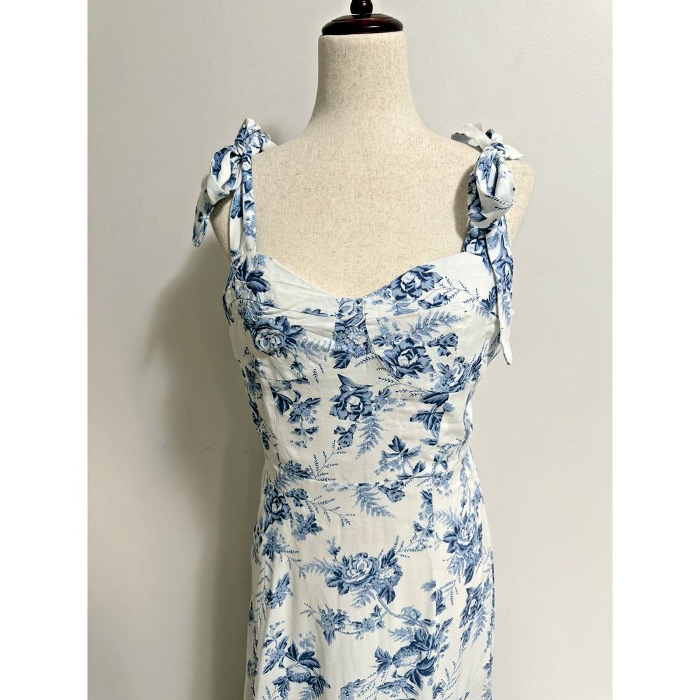 Billy J Alessandra Tie Up Midi Dress - Blue Floral - Size 16 - Tie Strap - Picture 6 of 15